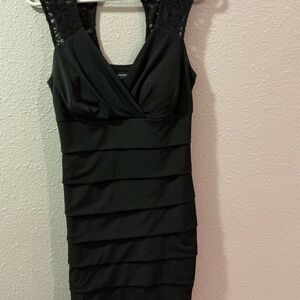 Enfocus Studio Black Layered Mini Dress